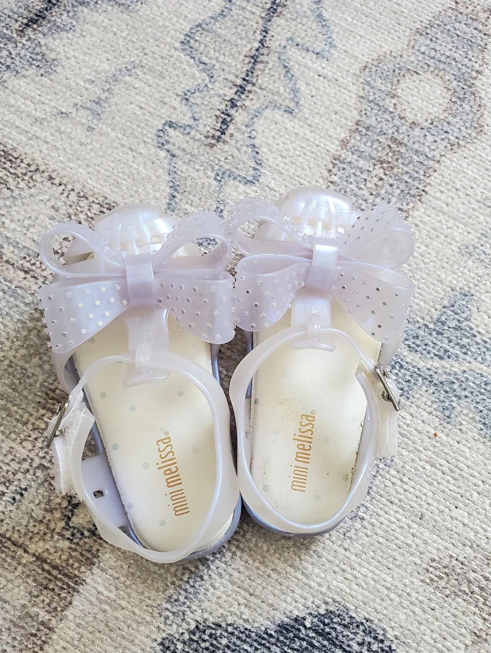 Mini Melissa Toddler Girls Irridescent Bow Sandals Shoes Sz7